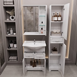 Stella Polare Шкаф пенал Кармела 36 R Люкс белое серебро – фотография-11